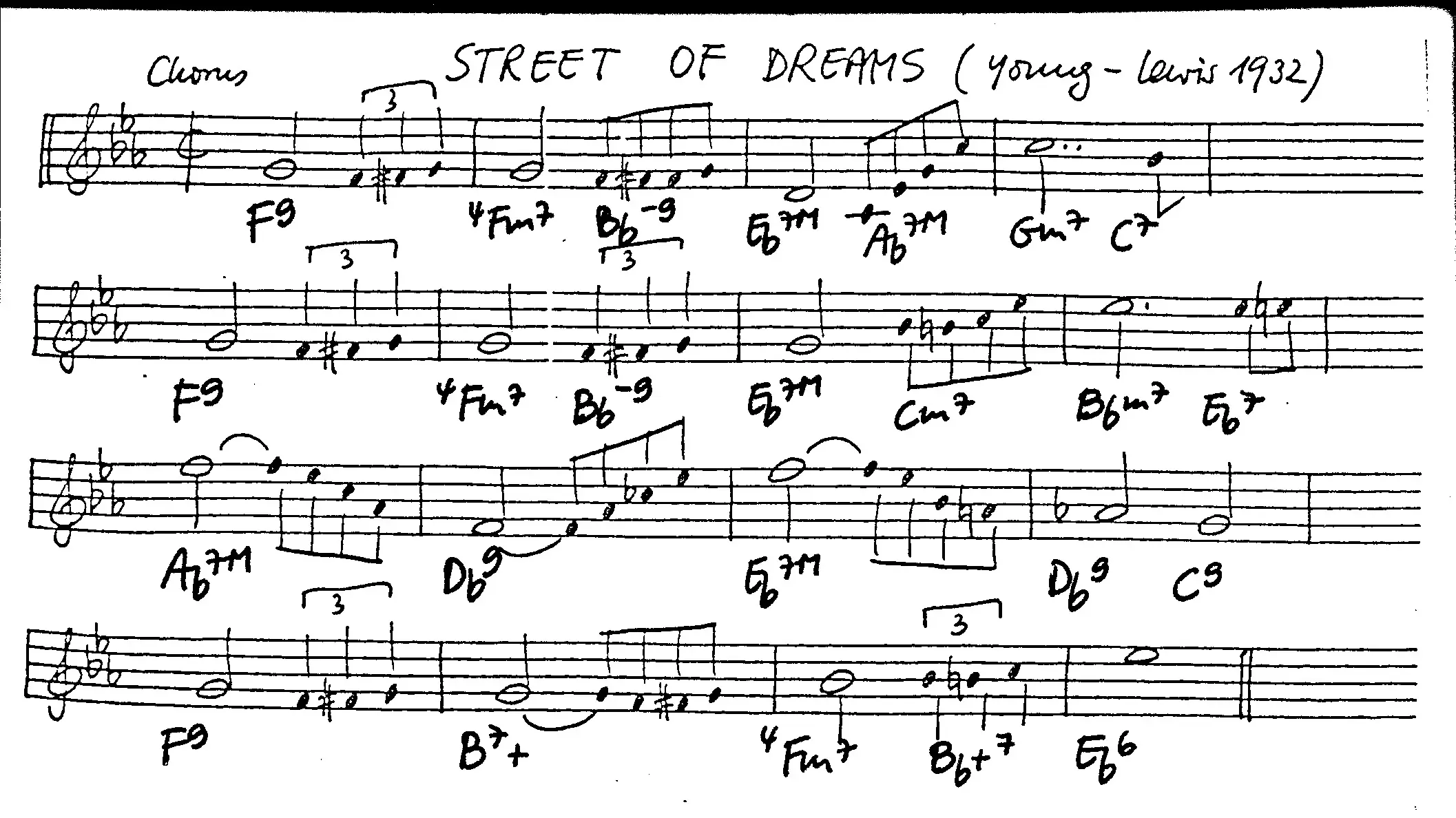 street of dreams free jazz leadsheet - Courtesy of the Jungle Jazz Band